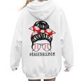 Baseball Mom Leopard Messy Bun Game Day Women Hoodie Back Print