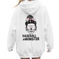 Baseball Momster Messy Bun Skull Mom For Women Halloween Women Hoodie Back Print Baseball Momster Messy Bun Skull Mom For Women Halloween Women Hoodie Back Print