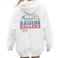 Busy Raising Ballers Retro Groovy Baseball Mom Outfit Women Hoodie Back Print Busy Raising Ballers Retro Groovy Baseball Mom Outfit Women Hoodie Back Print
