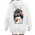 Football Mom Baseball Mom Of Both Messy Bun Mother's Day Women Hoodie Back Print Football Mom Baseball Mom Of Both Messy Bun Mother's Day Women Hoodie Back Print