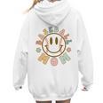 Happy Baseball Mom Groovy Retro Floral Smiling Face Women Hoodie Back Print Happy Baseball Mom Groovy Retro Floral Smiling Face Women Hoodie Back Print