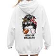 Mom Of Ballers Messy Bun Football Mom Baseball Mom Of Both Women Hoodie Back Print