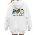 Peace Love Baseball Lover Motif For Women Pink Baseball Mom Women Hoodie Back Print