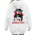 Peru Baseball Mom Messy Bun Women Hoodie Back Print