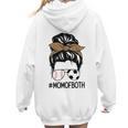 Soccer Baseball Mom Of Both Messy Bun Leopard Mother's Day Women Hoodie Back Print