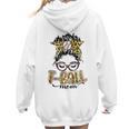 T Ball Mom Messy Bun Leopard Baseball Mom Leopard Women Hoodie Back Print