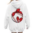 Womens Custom Baseball Mom Number 12 Heart For Mom Mommy Premium Women Hoodie Back Print
