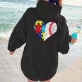 Autism Baseball Heart Autism Puzzle Baseball Mom Women Hoodie Back Print