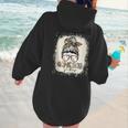 Bleached Messy Bun Game Day Vibes Baseball Mom Game Day Women Hoodie Back Print Bleached Messy Bun Game Day Vibes Baseball Mom Game Day Women Hoodie Back Print