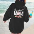 Floral Baseball Mom Mother's Day Cute Baseball Mama Mommy Women Hoodie Back Print