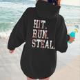 Hit Run Steal Baseball Mom For Women Baseball Women Hoodie Back Print