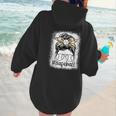 Leopard Messy Bun Mom Mother's Day Baseball Mommy Women Hoodie Back Print Leopard Messy Bun Mom Mother's Day Baseball Mommy Women Hoodie Back Print