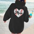 Mother's Day Distressed Heart Baseball Mom Mama Sport Fan Women Hoodie Back Print
