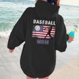 Proud Baseball MOM USA American Flag Family Game Day Women Hoodie Back Print Proud Baseball MOM USA American Flag Family Game Day Women Hoodie Back Print