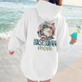 Artsy Baseball Mom Flowers Unique Game Day Ball Distressed Women Hoodie Back Print