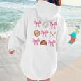 Baseball Coquette Bow Baseball Mama Baseball Mom Premium Women Hoodie Back Print