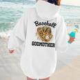 Baseball Godmother Leopard Heart Baseball Mom Game Day Women Hoodie Back Print