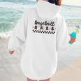 Baseball Mama Retro Groovy Baseball Mom Mother Game Day Women Hoodie Back Print