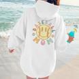 Groovy Retro Floral Happy Smiling Face Baseball Mom Women Hoodie Back Print