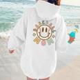 Happy Baseball Mom Groovy Retro Floral Smiling Face Women Hoodie Back Print Happy Baseball Mom Groovy Retro Floral Smiling Face Women Hoodie Back Print