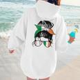 Ireland Baseball Mom Messy Bun Irish Baseball Girl Women Hoodie Back Print