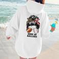 Mom Of Ballers Messy Bun Football Mom Baseball Mom Of Both Women Hoodie Back Print