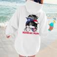 Puerto Rico Baseball Mom Messy Bun Boricua Women Hoodie Back Print