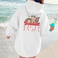 Retro Coffee Baseball Mama Mother's Day Baseball Mom Premium Women Hoodie Back Print