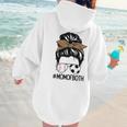Soccer Baseball Mom Of Both Messy Bun Leopard Mother's Day Women Hoodie Back Print