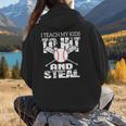 Baseball Mom Quote I Teach My Kids To Hit And Steal Women Hoodie Back Print