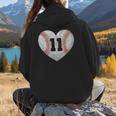 Baseball Number 11 Distressed Heart For Baseball Moms Women Hoodie Back Print