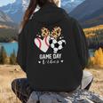 Game Day Vibes Soccer Baseball Mom Heart Women Hoodie Back Print