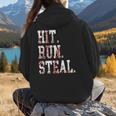 Hit Run Steal Baseball Mom For Women Baseball Women Hoodie Back Print