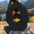 Messy Bun Baseball Mom Turkey Face Matching Thanksgiving Women Hoodie Back Print