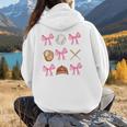 Baseball Coquette Bow Baseball Mama Baseball Mom Premium Women Hoodie Back Print