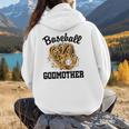 Baseball Godmother Leopard Heart Baseball Mom Game Day Women Hoodie Back Print