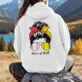 Baseball Mom Softball Mom Of Both Messy Bun Mother's Day Women Hoodie Back Print Baseball Mom Softball Mom Of Both Messy Bun Mother's Day Women Hoodie Back Print