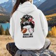 Mom Of Ballers Messy Bun Football Mom Baseball Mom Of Both Women Hoodie Back Print