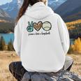 Peace Love Baseball Lover Motif For Women Pink Baseball Mom Women Hoodie Back Print