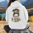 T Ball Mom Messy Bun Leopard Baseball Mom Leopard Women Hoodie Back Print