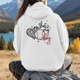 That's My Boy Leopard Heart Baseball Mom Premium Women Hoodie Back Print