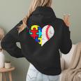 Autism Baseball Heart Autism Puzzle Baseball Mom Women Hoodie Back Print