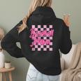 Baseball Mom And Pink Grid Sports Mother Mama Player Women Hoodie Back Print