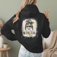 Bleached Messy Bun Game Day Vibes Baseball Mom Game Day Women Hoodie Back Print Bleached Messy Bun Game Day Vibes Baseball Mom Game Day Women Hoodie Back Print