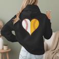 Cute Love Baseball Fast Pitch Softball Heart Baseball Mom Women Hoodie Back Print
