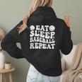 Eat Sleep Baseball Repeat Baseball Lover Baseball Mom Girls Women Hoodie Back Print