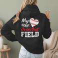My Heart Is On That Field Baseball Player Baseball Mom Women Hoodie Back Print