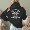 My Kid Might Not Always Swing But I Do Baseball Mom Women Hoodie Back Print