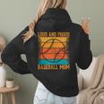 Loud And Proud Baseball Mom Vibrant Colorful Stripe Women Hoodie Back Print