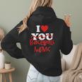 I Love Baseball Moms Women Hoodie Back Print